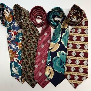 Men’s Assorted Neckties, Group of 5, Multicolored